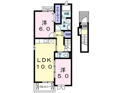 アルピエル(2LDK/2階)の間取り写真