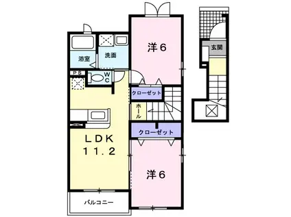 ポルテボヌール(2LDK/2階)の間取り写真