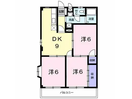 ラフィーネ稲垣(3DK/2階)の間取り写真
