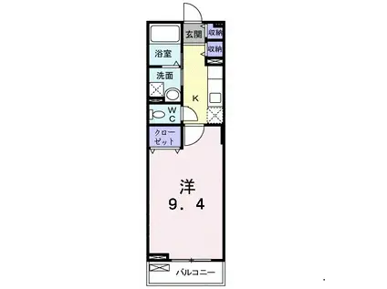 ブライト・パークサイドⅡ(1K/2階)の間取り写真