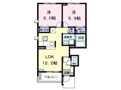 サンリット Ⅱ(2LDK/1階)の間取り写真