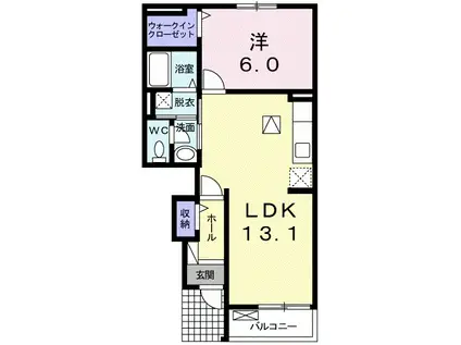 アズールⅡ(1LDK/1階)の間取り写真