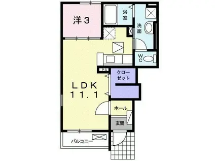 サム・スマイルガーデン(1LDK/1階)の間取り写真