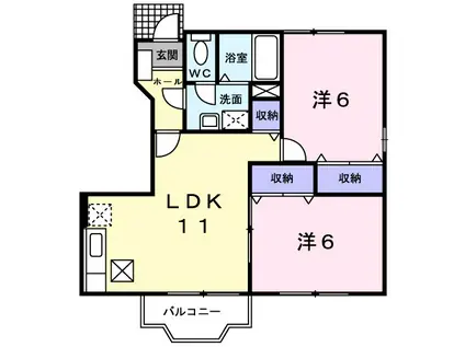 サン フラワーⅢ(2LDK/1階)の間取り写真