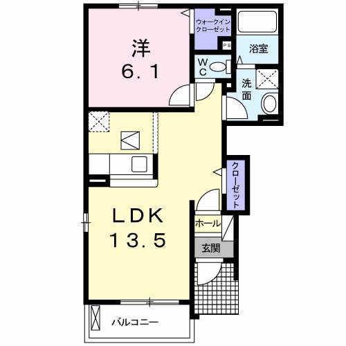 グリシーヌA(1LDK/1階)の間取り写真