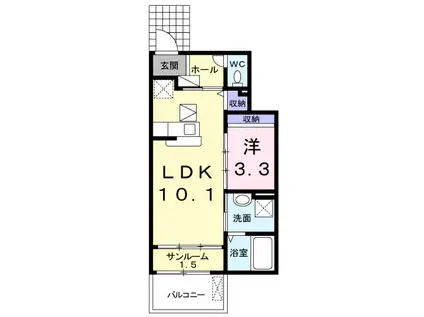 リトル・グローブⅠ(1LDK/1階)の間取り写真