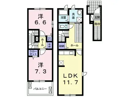 ジュ・セイル(2LDK/2階)の間取り写真