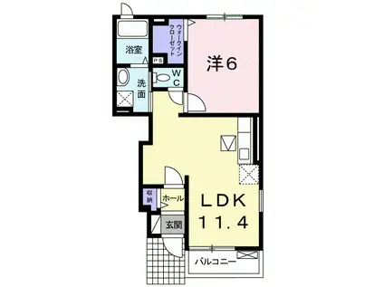 チェリー・ファイン(1LDK/1階)の間取り写真