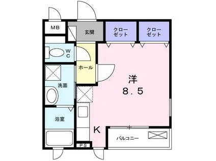 ルミエール(ワンルーム/2階)の間取り写真