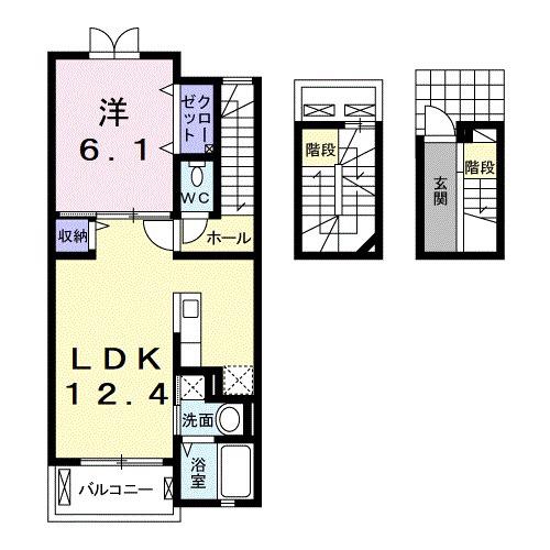 アミティプレセアⅡ(1LDK/3階)の間取り写真