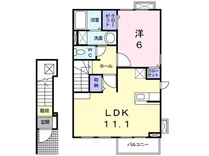 サニースクエアⅡ(1LDK/2階)の間取り写真
