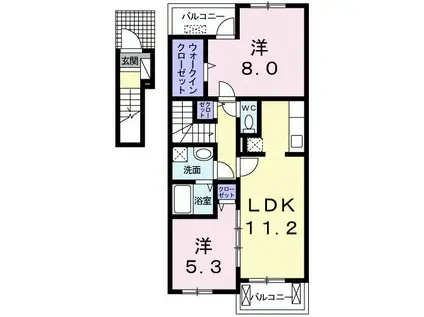 パークイースト(2LDK/2階)の間取り写真