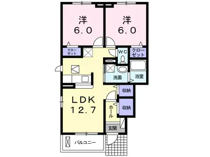 セジュール パークⅡ(2LDK/1階)の間取り写真