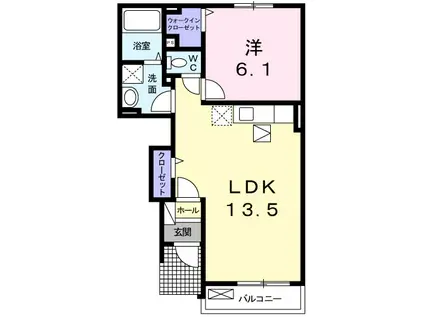 パステル3(1LDK/1階)の間取り写真