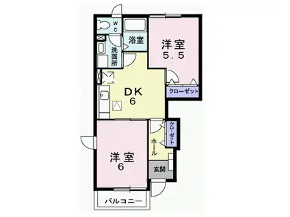 ソレアードY・K(2DK/1階)の間取り写真