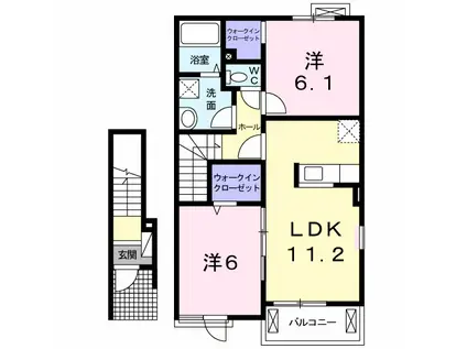 アナハイムアベニュー 1(2LDK/2階)の間取り写真