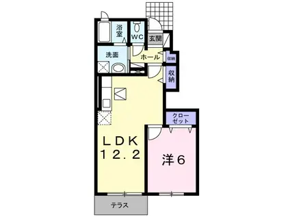 プロスペールコナンⅡC(1LDK/1階)の間取り写真