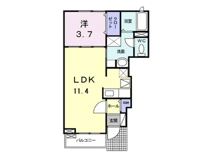 ベッテル2(1LDK/1階)の間取り写真