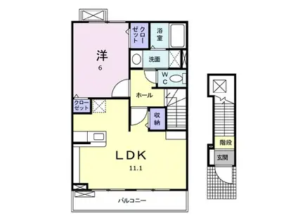 ベッテル2(1LDK/2階)の間取り写真