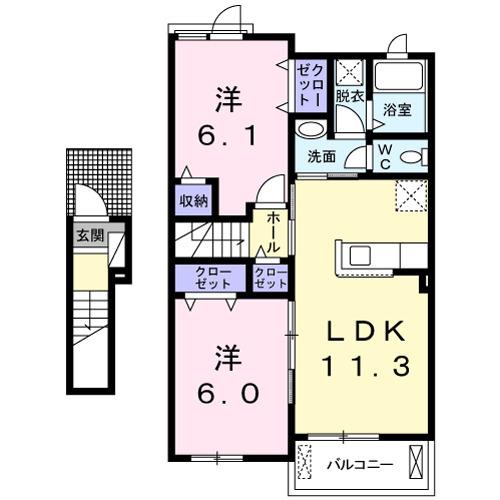 クリスティⅠ(2LDK/2階)の間取り写真