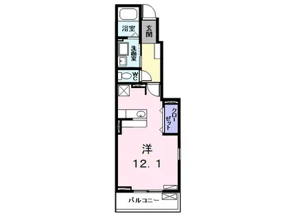 アンビエンテ・ノーベル Ⅱ(ワンルーム/1階)の間取り写真