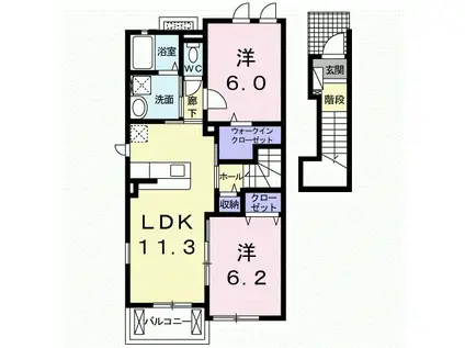 グランベール参番館(2LDK/2階)の間取り写真