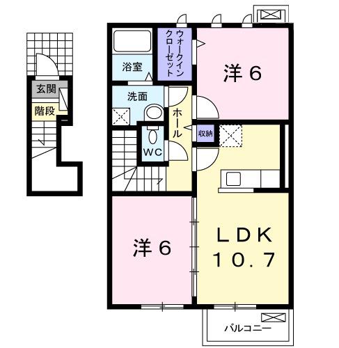 エムズ サニー ガーデン Ⅷ(2LDK/2階)の間取り写真