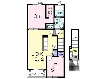 グリーン・アモールⅡ(2LDK/2階)の間取り写真