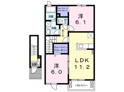 エスポワールⅡ(2LDK/2階)の間取り写真
