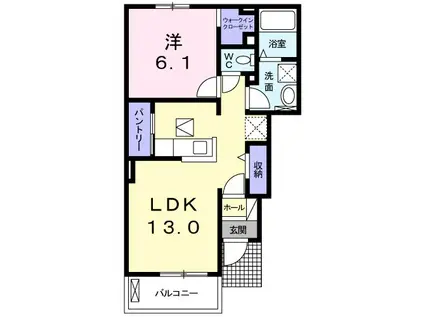 ヴェガユウキ2(1LDK/1階)の間取り写真