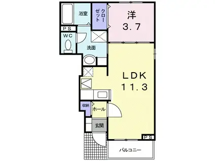 グラン・メランジュⅠ(1LDK/1階)の間取り写真