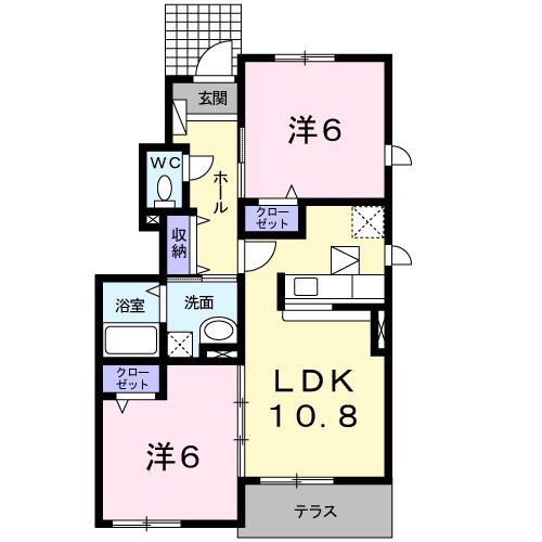 メルシーⅡ(2LDK/1階)の間取り写真