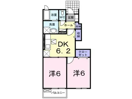 マードレD(2DK/1階)の間取り写真