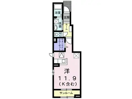フリーデ千代川(ワンルーム/1階)の間取り写真