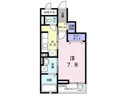 ライラック(1K/3階)の間取り写真