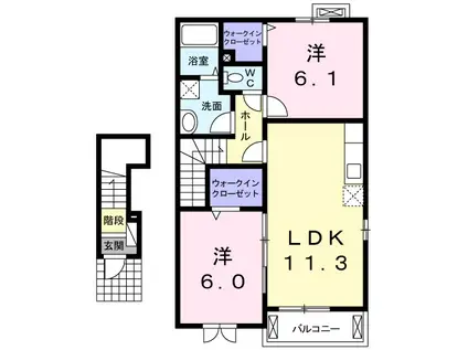 常磐線 小木津駅 徒歩14分 2階建 築15年(2LDK/2階)の間取り写真