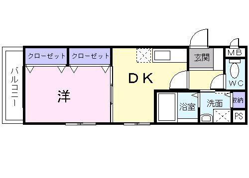 エアリーⅠ(1DK/2階)の間取り写真