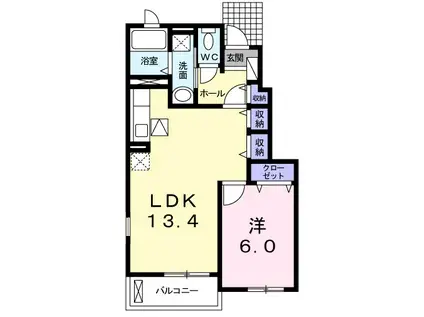 ジュネス ヴィラ(1LDK/1階)の間取り写真