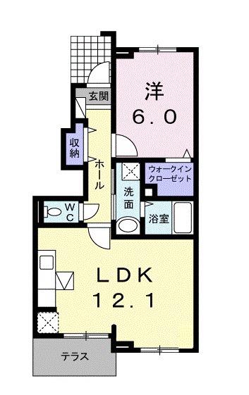 ディスカバリーⅡ(1LDK/1階)の間取り写真