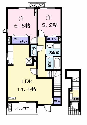 ヴィオラⅠ(2LDK/2階)の間取り写真