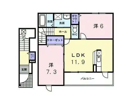 スターハイツA(2LDK/2階)の間取り写真