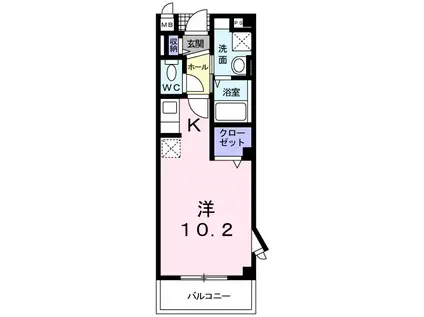 プリムローズ Ⅱ(ワンルーム/2階)の間取り写真