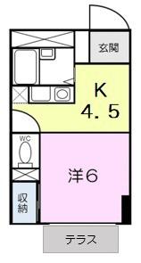 サクセスタウン岸岡B(1DK/1階)の間取り写真