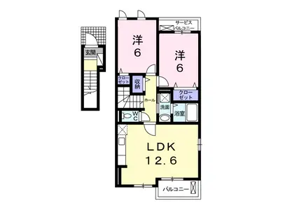 アウローラ・YⅡ(2LDK/2階)の間取り写真