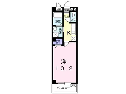ノイブルーメ桂川(1K/1階)の間取り写真