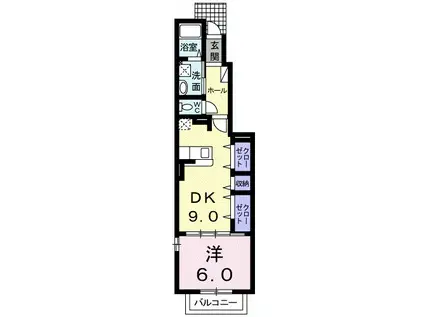 クラールⅡ(1DK/1階)の間取り写真