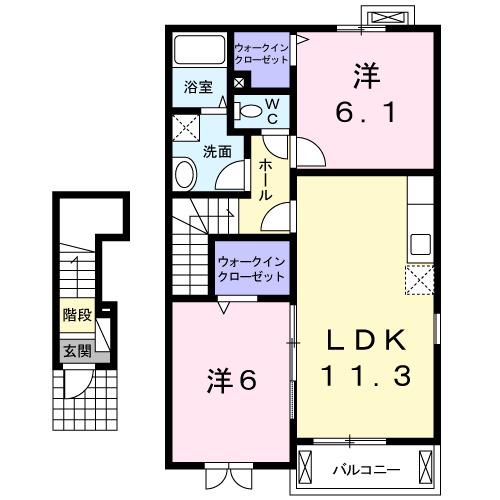 ルミエール 2(2LDK/2階)の間取り写真