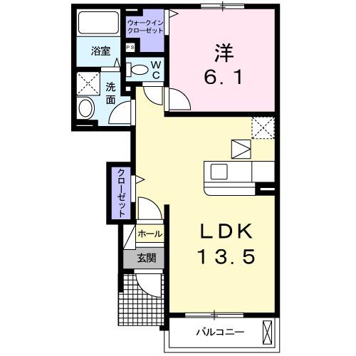 セジール・レーヴⅠ(1LDK/1階)の間取り写真