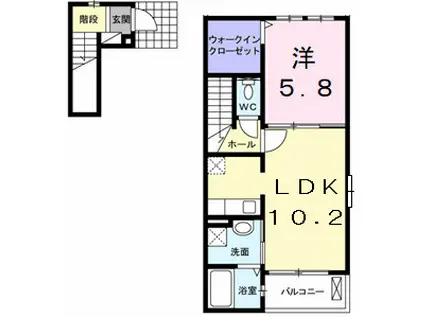 アプレンデールⅠ(1LDK/2階)の間取り写真