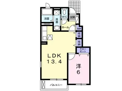 常磐線 小木津駅 徒歩13分 2階建 築16年(1LDK/1階)の間取り写真